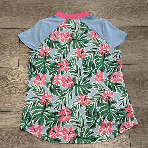 JOFIT Polo Women's Large Golf Shirt Floral Tropical Colorful Summer Pickleball - Picture 7 of 7